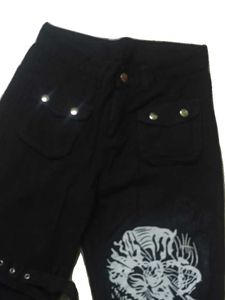 punk rock gothic black flare jeans