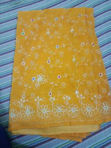 Kundan Heavy Work Saree In Georgette Febric