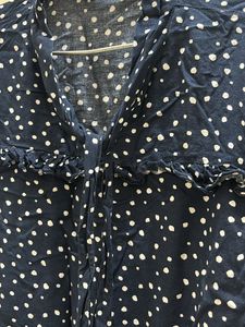 Navy Blue Top With Polka Dots