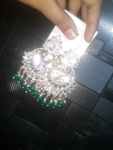 Green Heavy Earings Party Wear