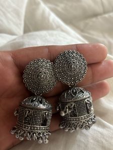Silver Jhumka Earrings