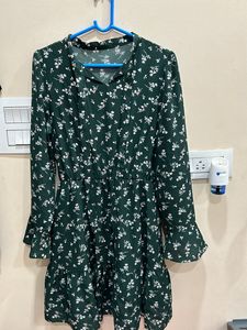 PRICES DROPPED !Classy Dark Green Floral Dress