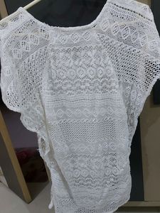 Bell SLEEVES CROCHET CREAM TOP