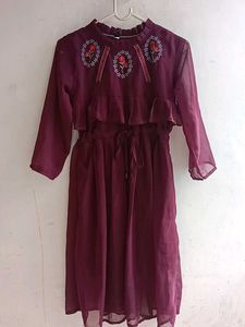 Purple Embroidered Midi Dress 💜