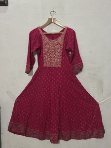 Pink Gown Set With Duppata And Pant
