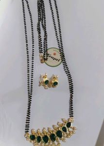 Tanmani Set Mangalsutra With Earings In Green 💚