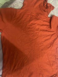 Orange Ruffle Neck Sweater