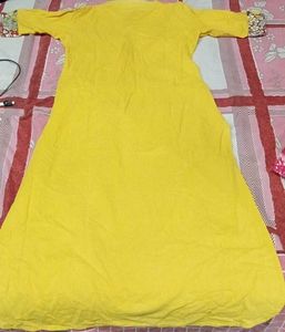 Yellow Cotton Blend Kurta