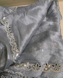 Elegant Silver Saree
