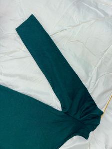 Emerald Green One-Shoulder Long Sleeve Top