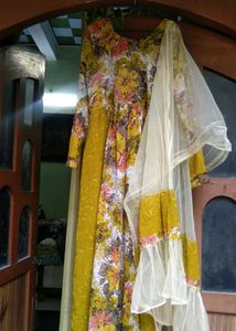 Floral gown with Dupatta