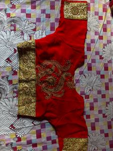 Red Wedding Heavy Stone Work Saree With Blouse