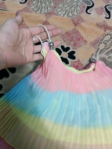 Rainbow Pleated frill top