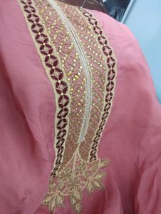 Party Wear Suit Pink And Golden