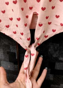 Heart Print Tie-Front Tee