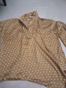 ZARA Polka Dot Mustard Top