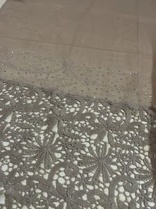Golden Hijab Wid One Side Lace N Daimond
