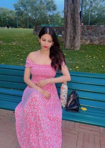 Pink Long Floral Dress
