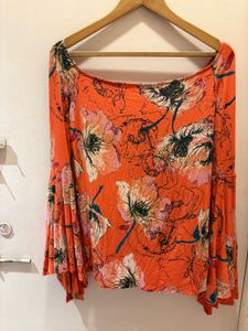 Floral Print Bell Sleeve Top