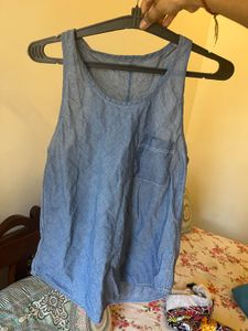Blue Loose Tank Top For Moms