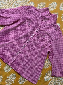 Pink Checkered Cute Shirt For Women’s