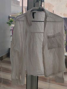 West side White Button-Up Shirt M