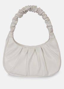 Off White PU Half Moon Shoulder Bag