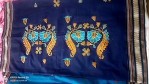 New SkyblueNavyBlu Great Combination HandloomSari