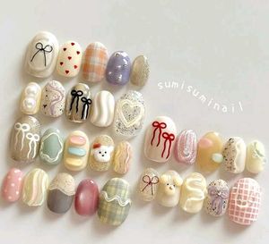 Red &amp; White Press-On Nails