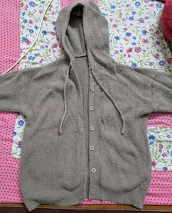 Brown Hoodie Cardigan