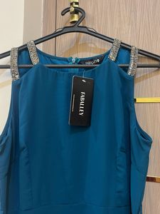 Faballey Elegant Teal Maxi Dress