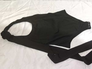 Chic Black Halter Bodysuit