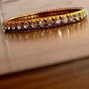 Gold Tone &amp; Rhinestone Bangle Bracelet Set