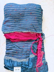Unused Teal Blue Pure Bandhani saree