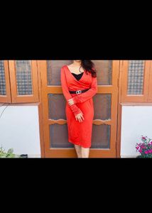 Combo Of Blue Bodycon, Red Netted, Black &amp; White