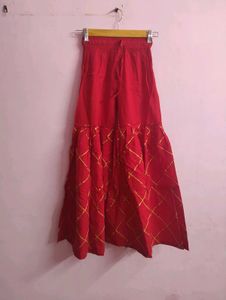 Red Festive Ethnic Plazzo