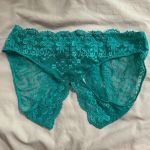Teal Lace Panty with Bow
