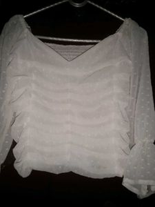 White Sheer Sleeve Top