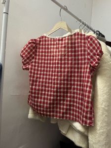 Red Plaid Bow Top