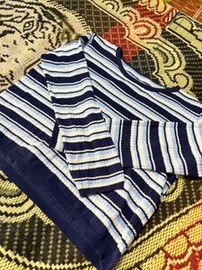 Women Top In Blue Color With Horizontal Line