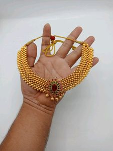 Gold Antique Maroon Green With Ruby Stone Neck