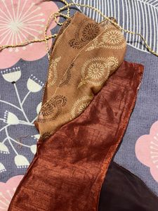 Elegant Brown Patterned Saree