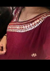 sale Maroon Embroidered Kurta