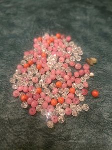 Craft Beads: Pink, Orange, &amp; Clear