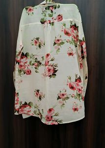 Light Beige Colour Floral Print Shirt For Girls