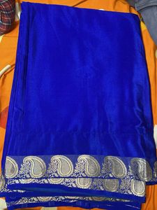 Royal Blue Velvet Saree