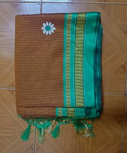 Elegant Brown & Green Sari
