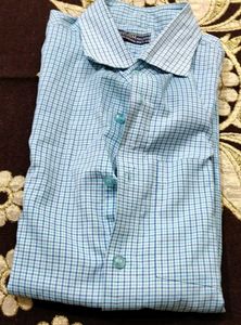 Blue Plaid Button-Down Shirt