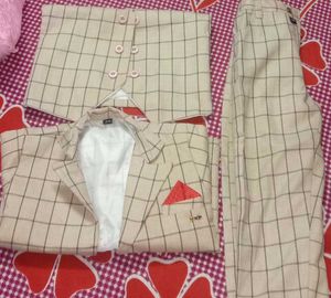 Coat Pant Three Piece Set For Kids