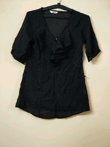Elegant Black Ruffle Blouse